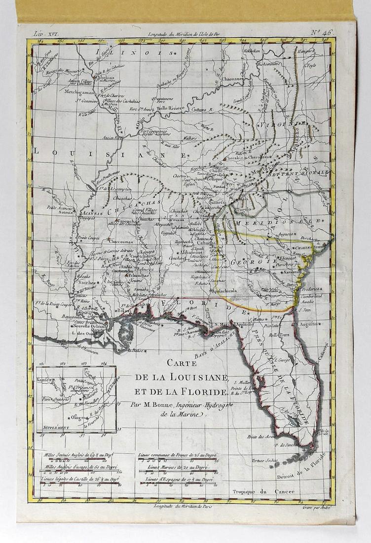 Bonne Map of Louisiana and Florida 1780 (1 of 2)