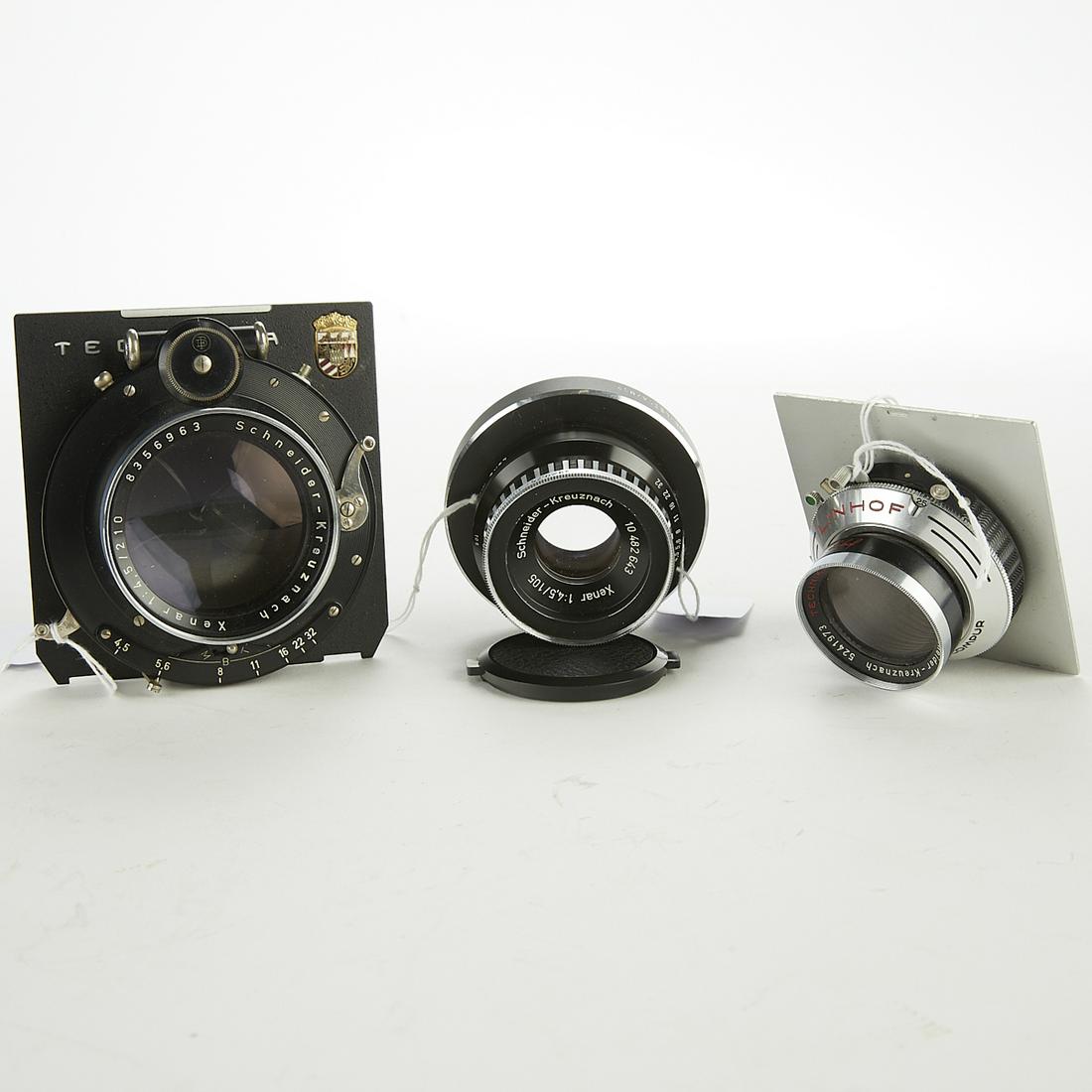 Grp: 3 Linhof Technika Camera Lenses: Group of three Linhof Technika camera lenses for large format camera. SKU: 03314