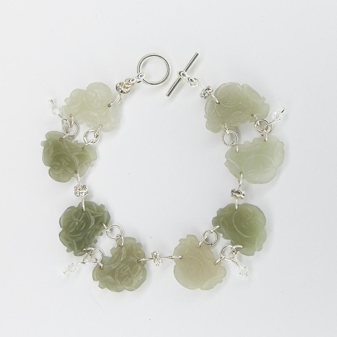Chinese Jade Crystal and Silver Bracelet (1 of 4)