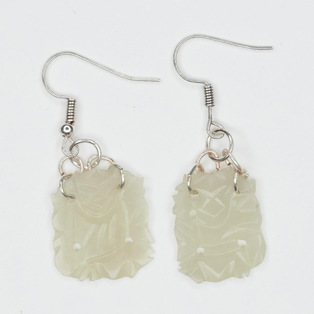 Pair of Chinese Jade and Rose Gold Earrings (1 of 3)