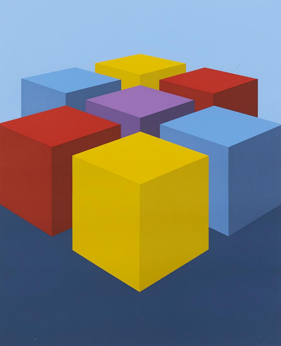 Marko Spalatin "Cube Group" Op-Art Serigraph: Marko Spalatin (b. 1945). Serigraph on paper titled "Cube Group." Pencil signed and dated 1971 along the lower right, numbered 99/210 along the lower center, and titled along the lower left.