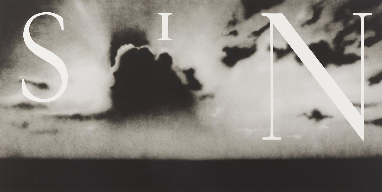 Ed Ruscha "Sin-Without" Lithograph on Wove Paper: Ed Ruscha (b. 1937). Lithograph on wove paper titled "Sin-Without," 2002, printed by Steven Anderson, Akasha, Minneapolis, with his blindstamp. Provenance: Akasha Fine Art, Minneapolis, MN Private Col