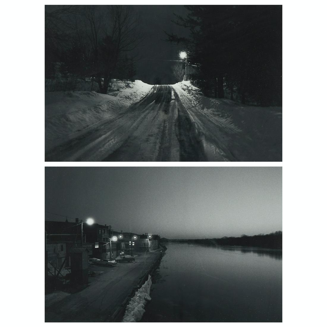 Pair of Thomas Arndt Photographs: Thomas Arndt (b. 1944). Group of two photographs, both depicting snowy lamplit scenes. Silver gelatin prints. Each; Sight; height: 12 1/2 in x width: 18 1/2 in. Framed; height: 20 3/4 in x width: 24 3