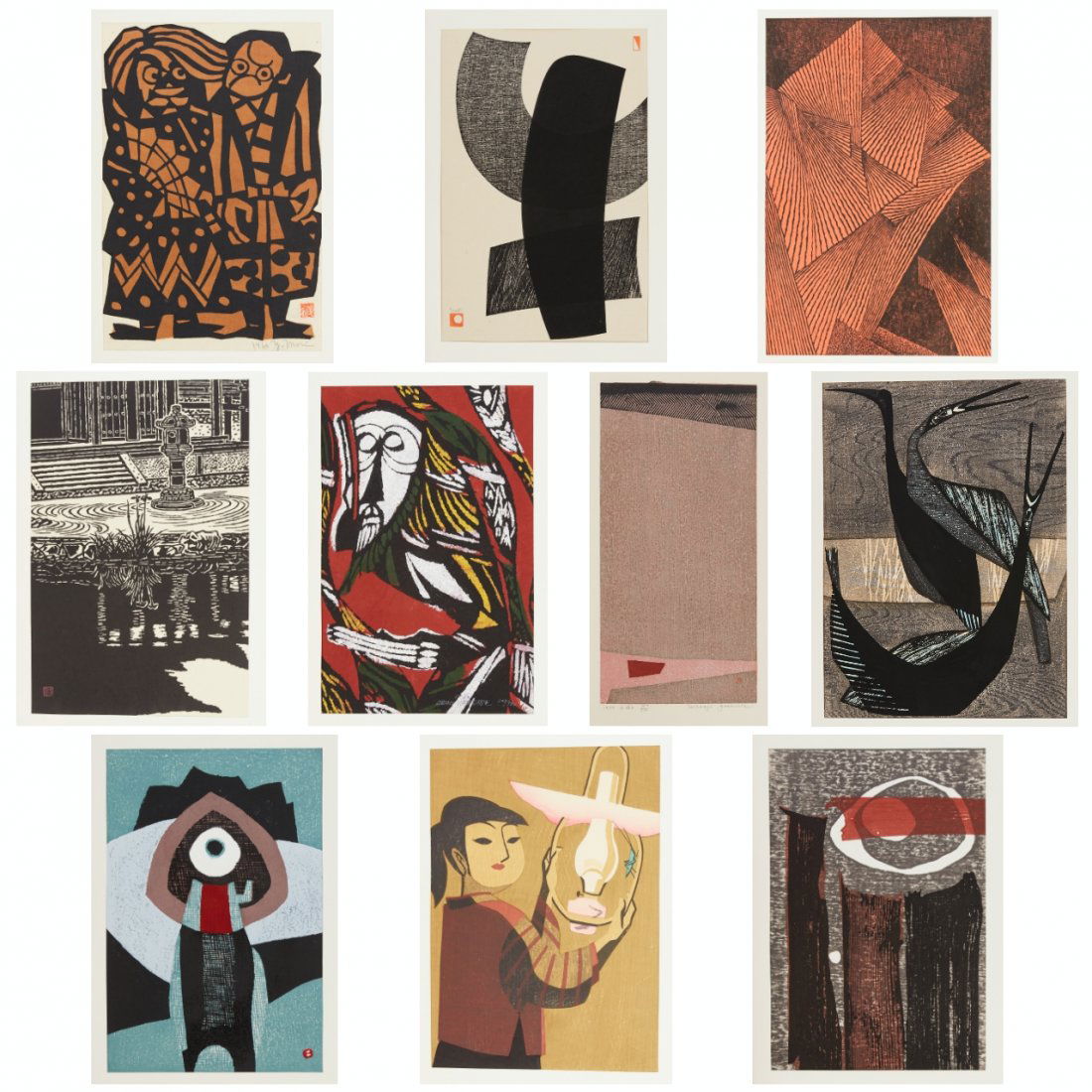 James Michener "The Modern Japanese Print" 1962: James A. Michener, "The Modern Japanese Print, An Appreciation," Rutland: Charles E. Tuttle Company, Tokyo: James A. Michener, 1962. Comprised of ten original prints by Hiratsuka Un'ichi, Maekawa Semp