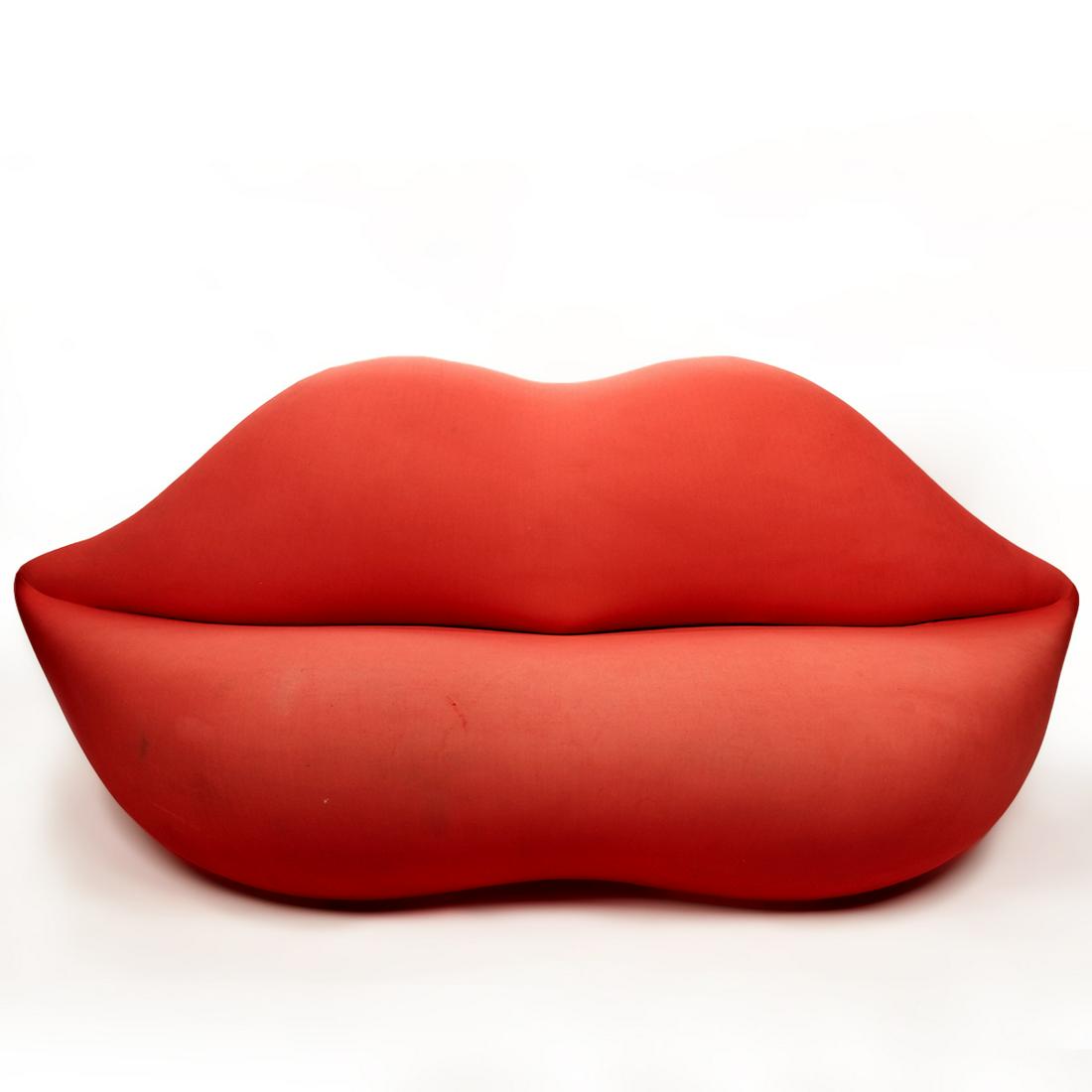 Studio 65 for Gufram Bocca Lips Couch Sofa: Studio 65 for Gufram, Italy. Bocca Sofa, designed 1970. Stretch jersey fabric over polyurethane foam. Key words: Bocca Lips Couch; Lips Sofa; Marilyn couch Height: 33 in x width: 80 in x depth: 25 in.