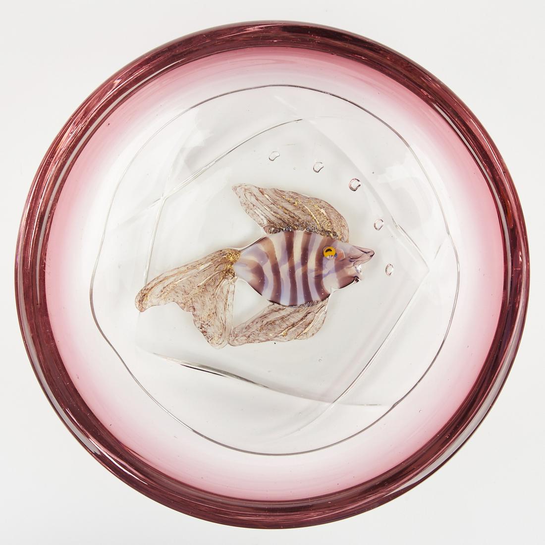 Alfredo Barbini Murano Italian Art Glass Aquarium Bowl: Alfredo Barbini (1912-2007). Murano glass "aquarium" bowl, ca. 1960s. Height: 3 1/8 in x diameter: 9 3/4 in.