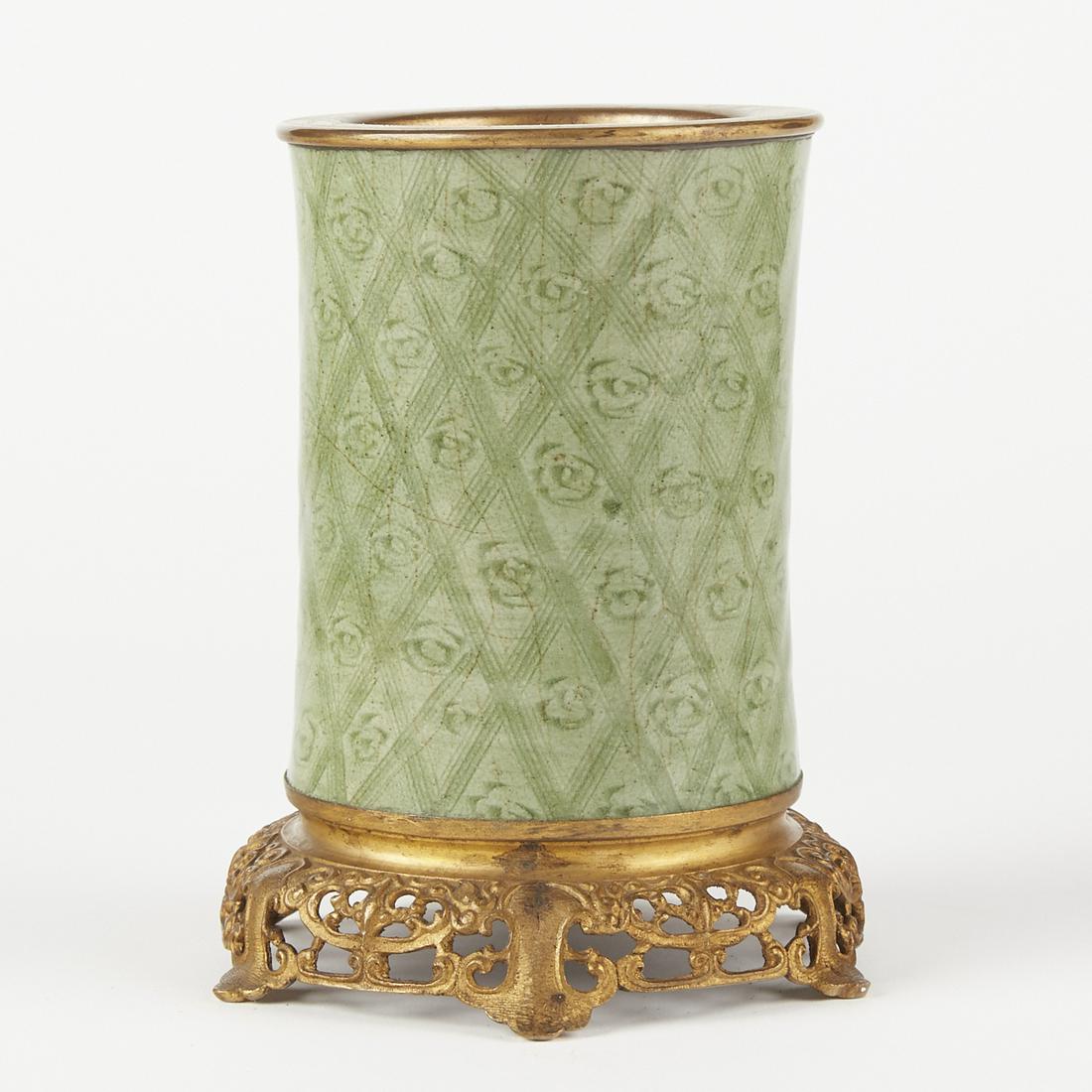 17th c. Chinese Ming Longquan Celadon Brush Pot (1 of 7)