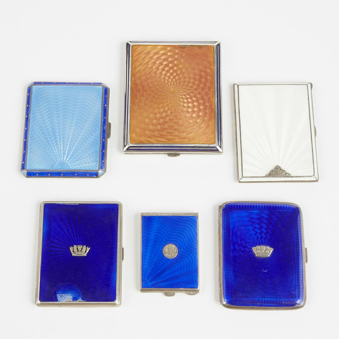 Grp: Sterling Silver and Enameled Cigarette Cases (1 of 10)