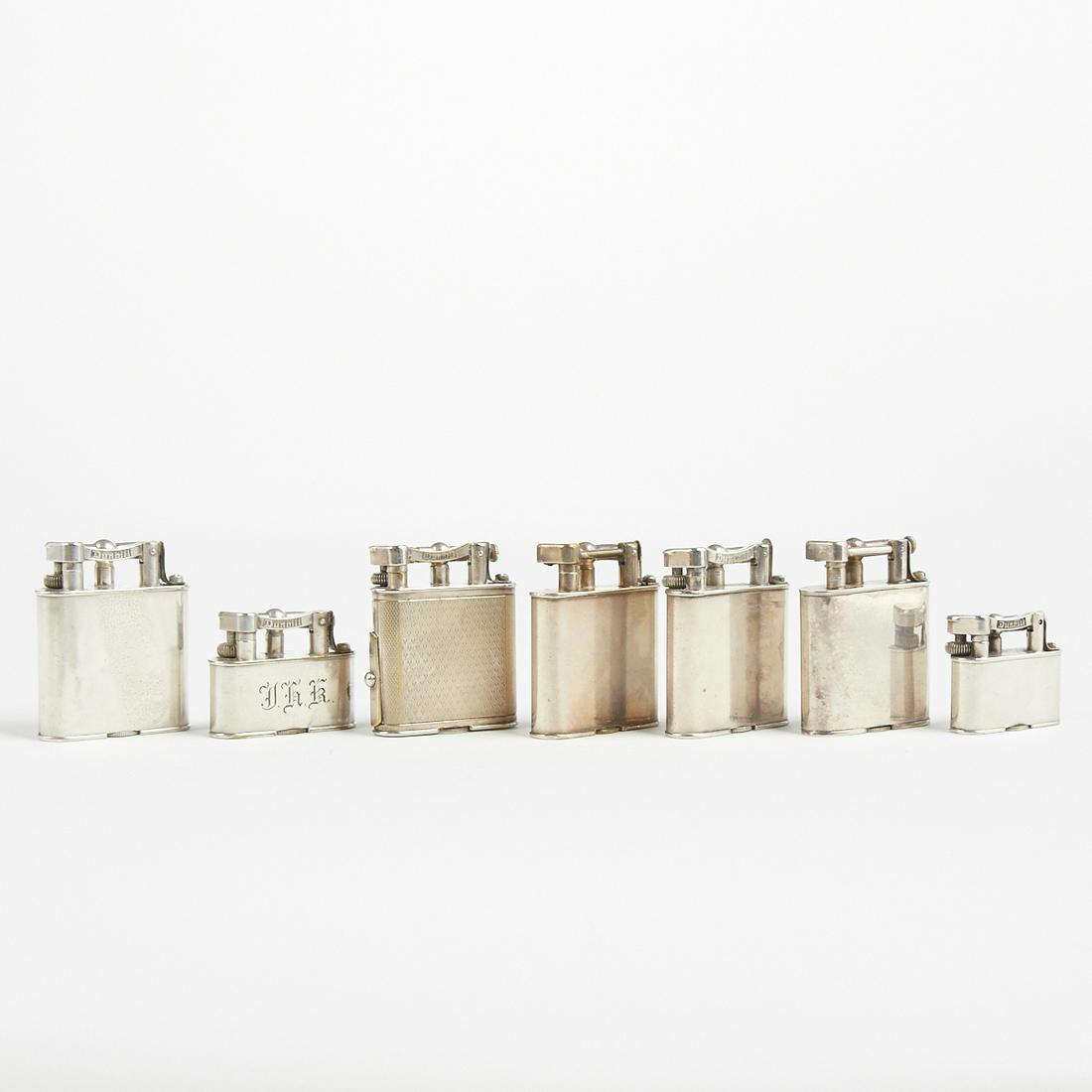 Grp: 7 Dunhill Unique Swing Arm Silver Plated Lighters (1 of 4)