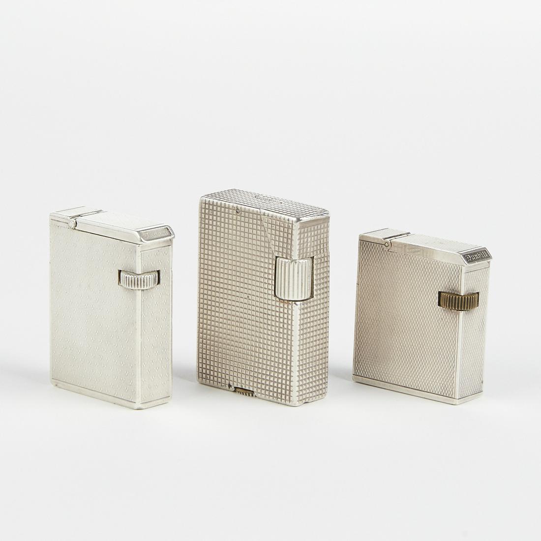 Grp: 3 Dunhill Sterling Silver Broadboy Lighters (1 of 5)