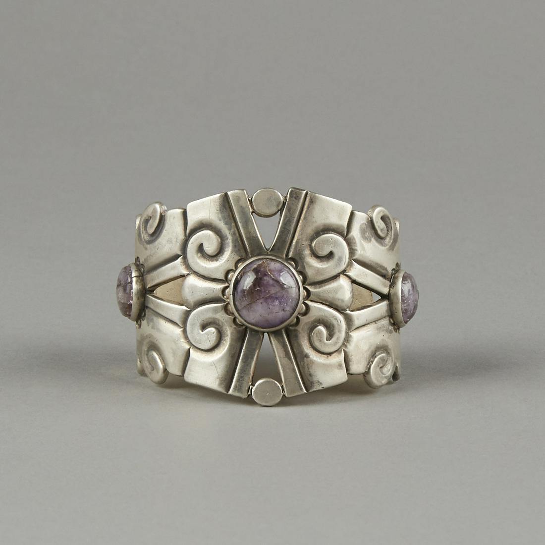 William Spratling Silver Amethyst Cuff Bracelet (1 of 6)