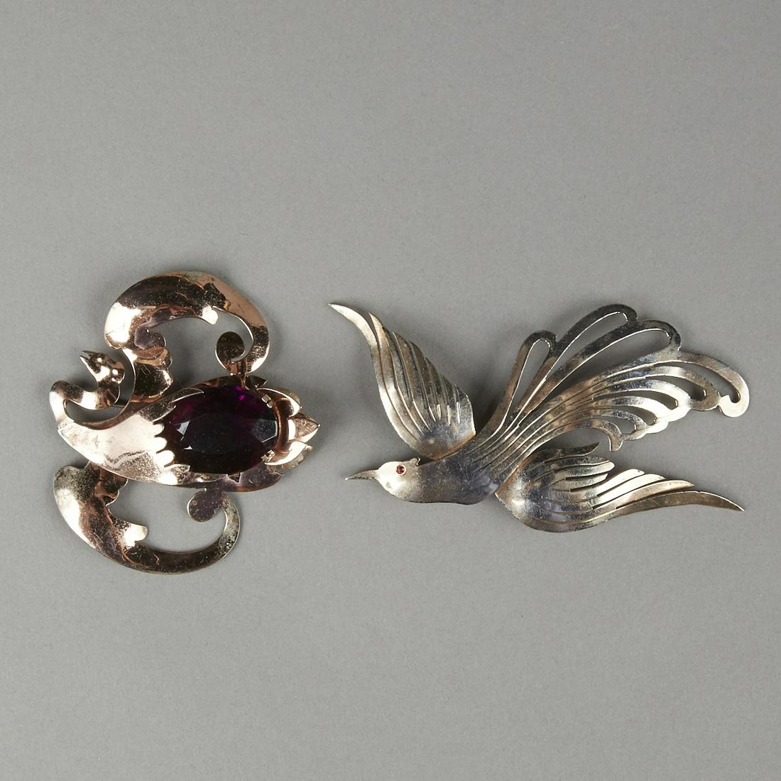 Grp: 2 20th c. Silver Gilt Rhinestone Bird Pins (1 of 6)