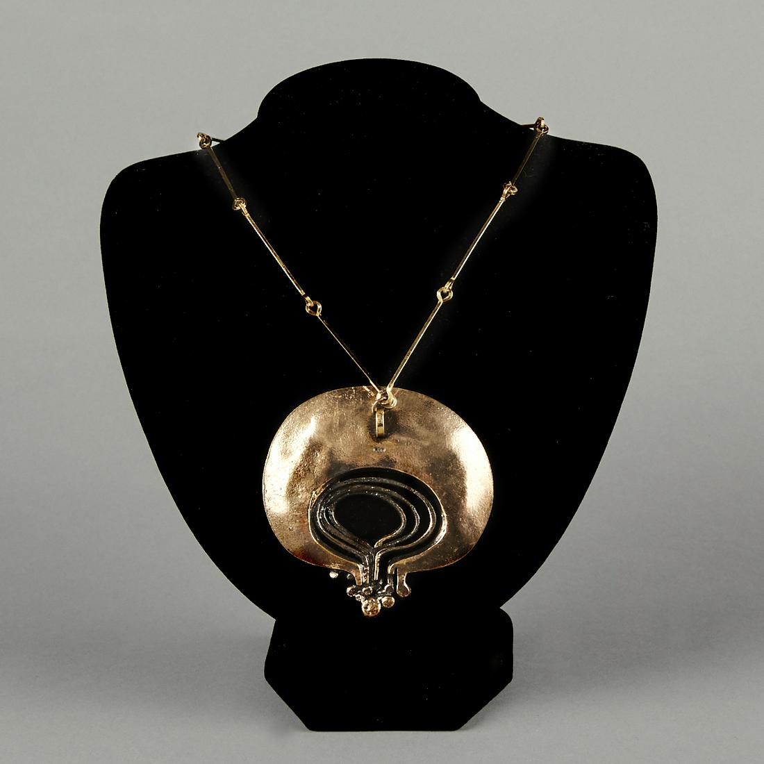 Scandinavian Brutalist Bronze Pendant Necklace (1 of 5)