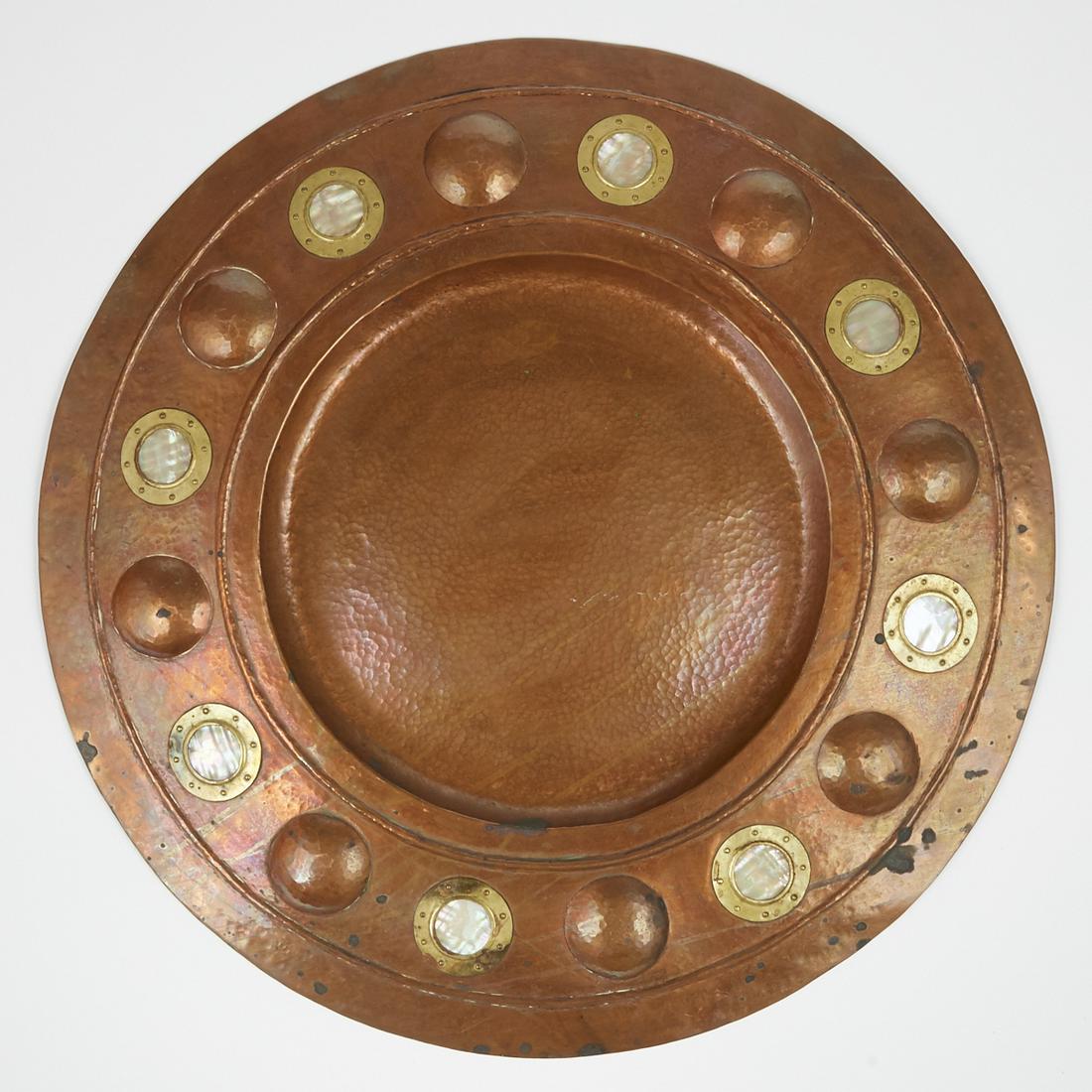 TS Co. Arts & Crafts Copper Viking Shield Plaque - (1 of 3)