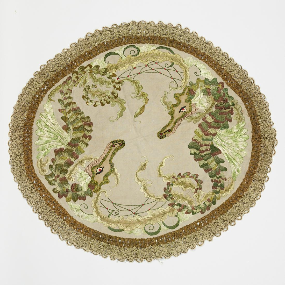 American Arts & Crafts Seahorses Textile Embroidery (1 of 4)