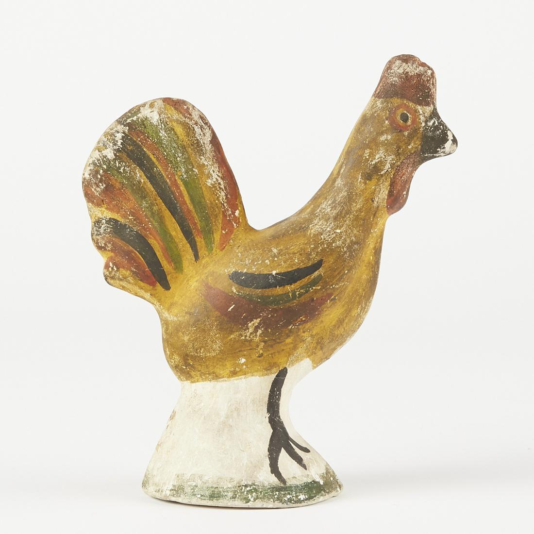 19th c. Polychrome Chalkware Rooster (1 of 5)