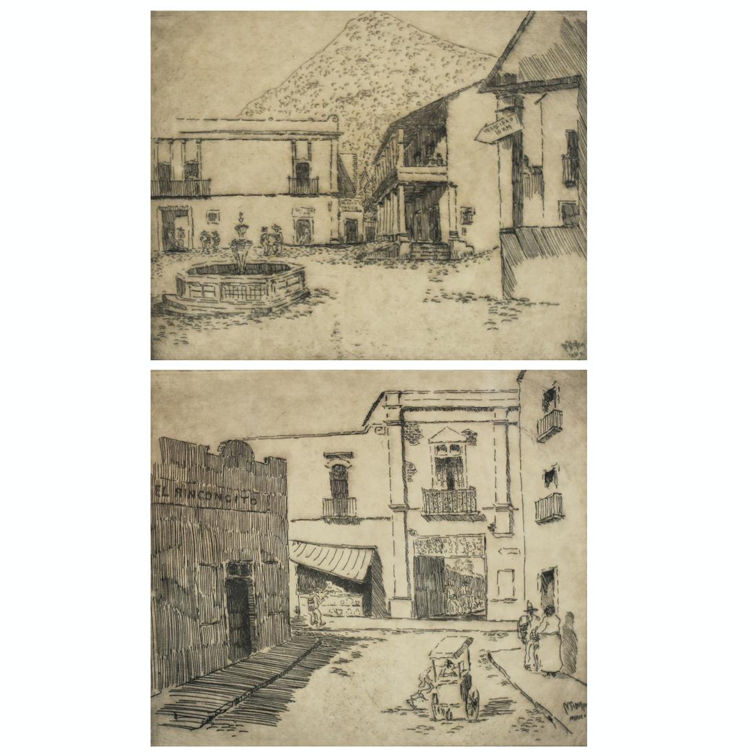 Grp: 2 Hirst Milhollen Taxco Mexico City Etchings (1 of 10)