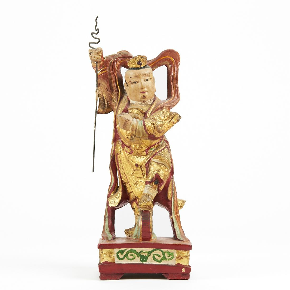 19th c. Chinese Wood Carved Guardian Figure (1 of 6)