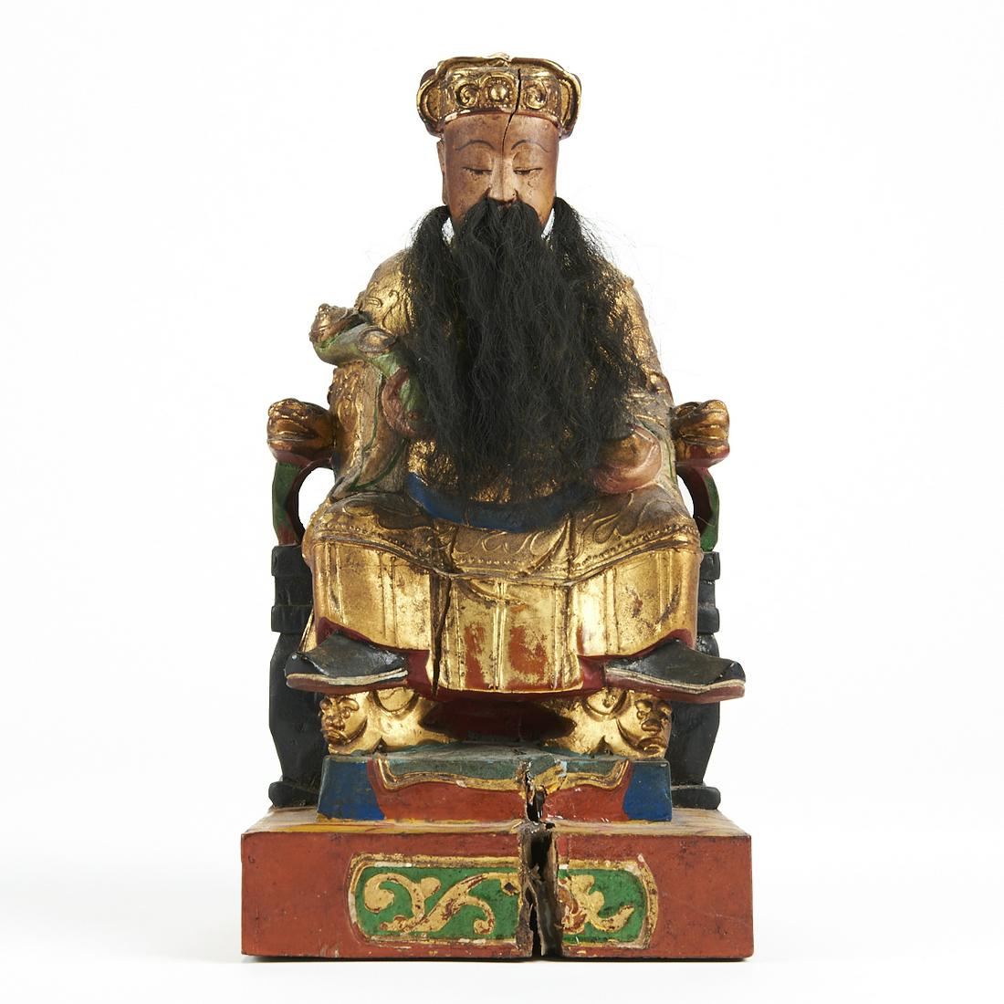 Chinese Carved Polychrome Deity Tu Di Gong (1 of 7)