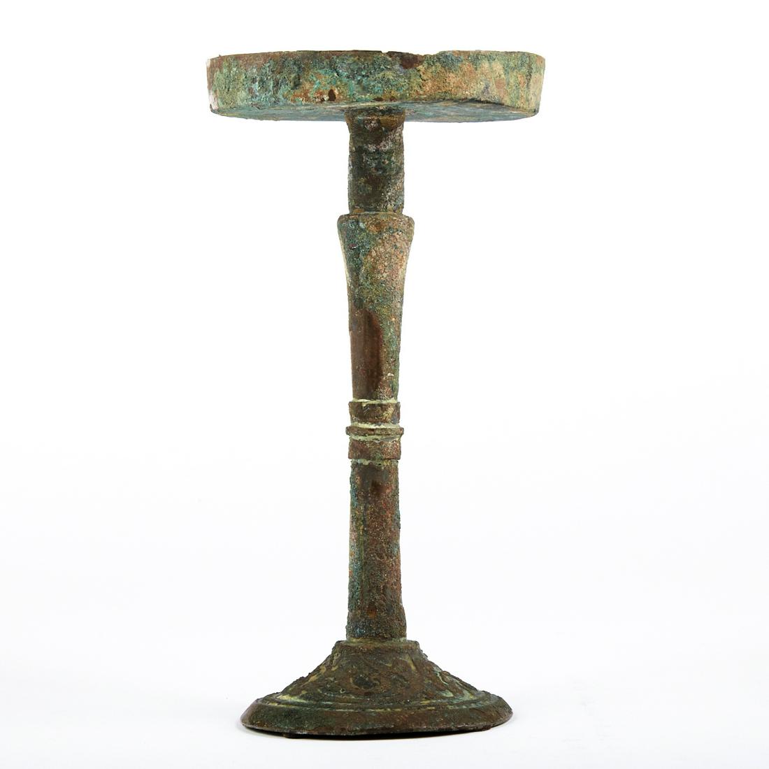 Large Chinese Han Dynasty Bronze Lamp w/ Base (1 of 7)