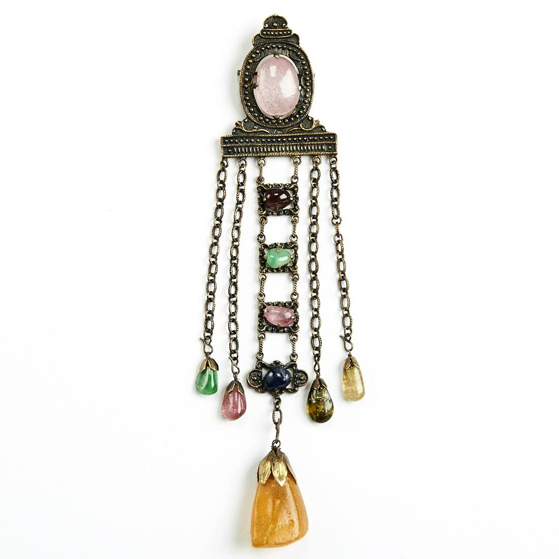 Chinese Gemstone Brooch or Belt Fitting (1 of 4)