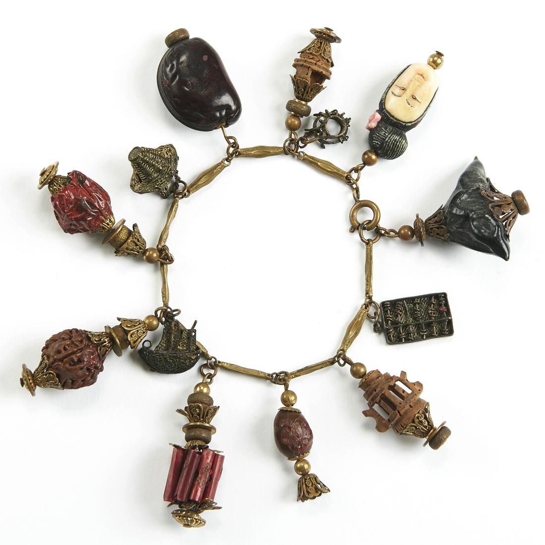 Chinese Charm Bracelet w/ Carved Nuts (1 of 4)