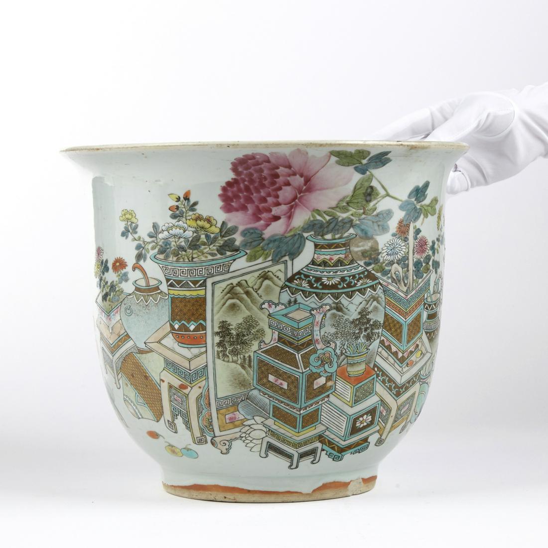 Chinese Late Qing Famille Rose Porcelain Jardiniere (1 of 9)
