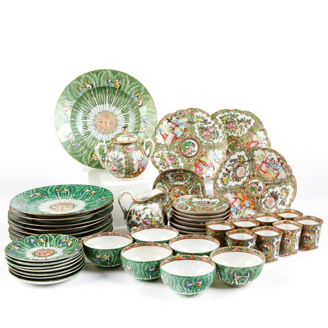Lrg Grp Chinese Porcelain Rose Medallion & Cabbage Ware (1 of 5)