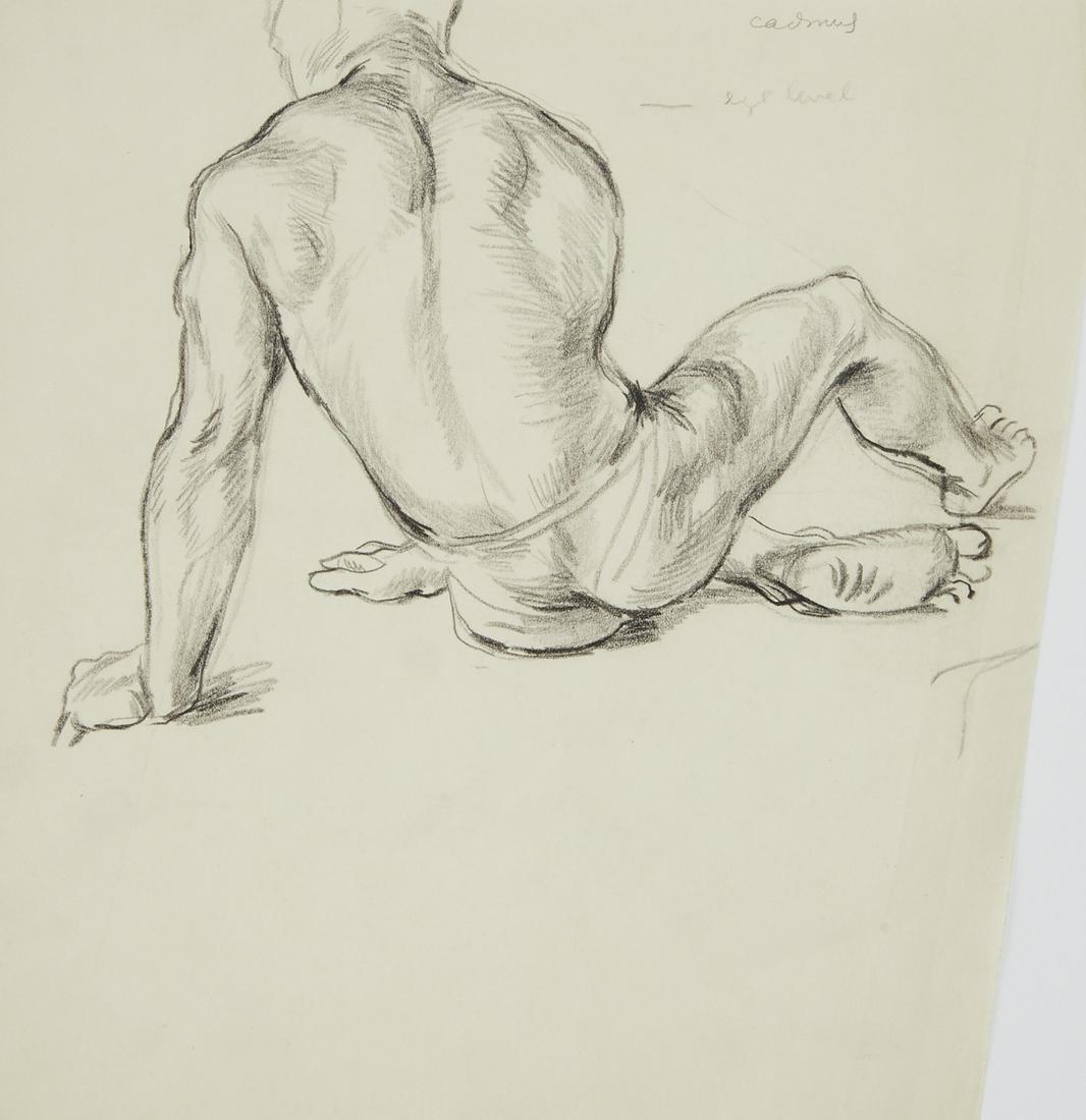 Paul Cadmus Male Figure Charcoal Sketch on Paper (1 of 4)