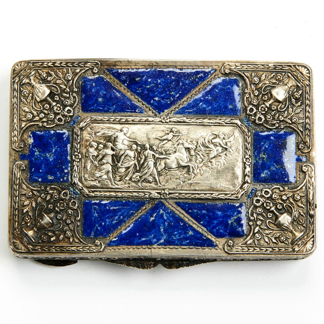 Ornate Faux Lapis Enamel Sterling Silver Box (1 of 4)