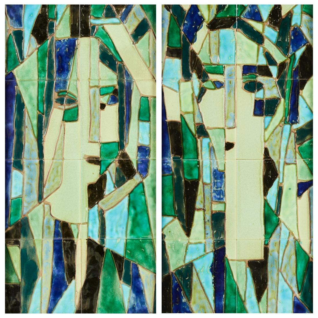 Pair of Harris Strong Pottery Tile Portraits (1 of 7)