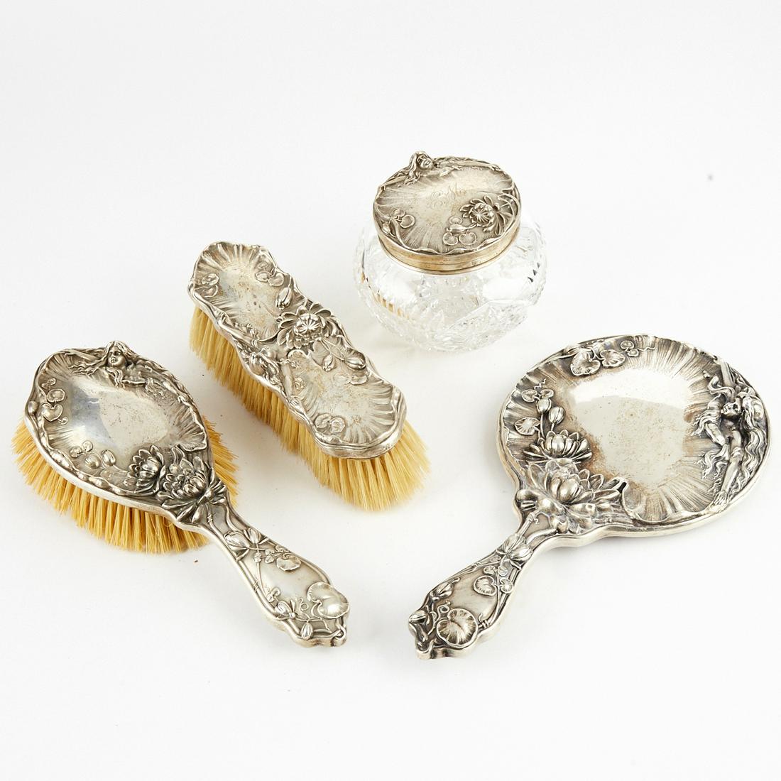 Four Piece Sterling Nouveau Vanity Set (1 of 11)