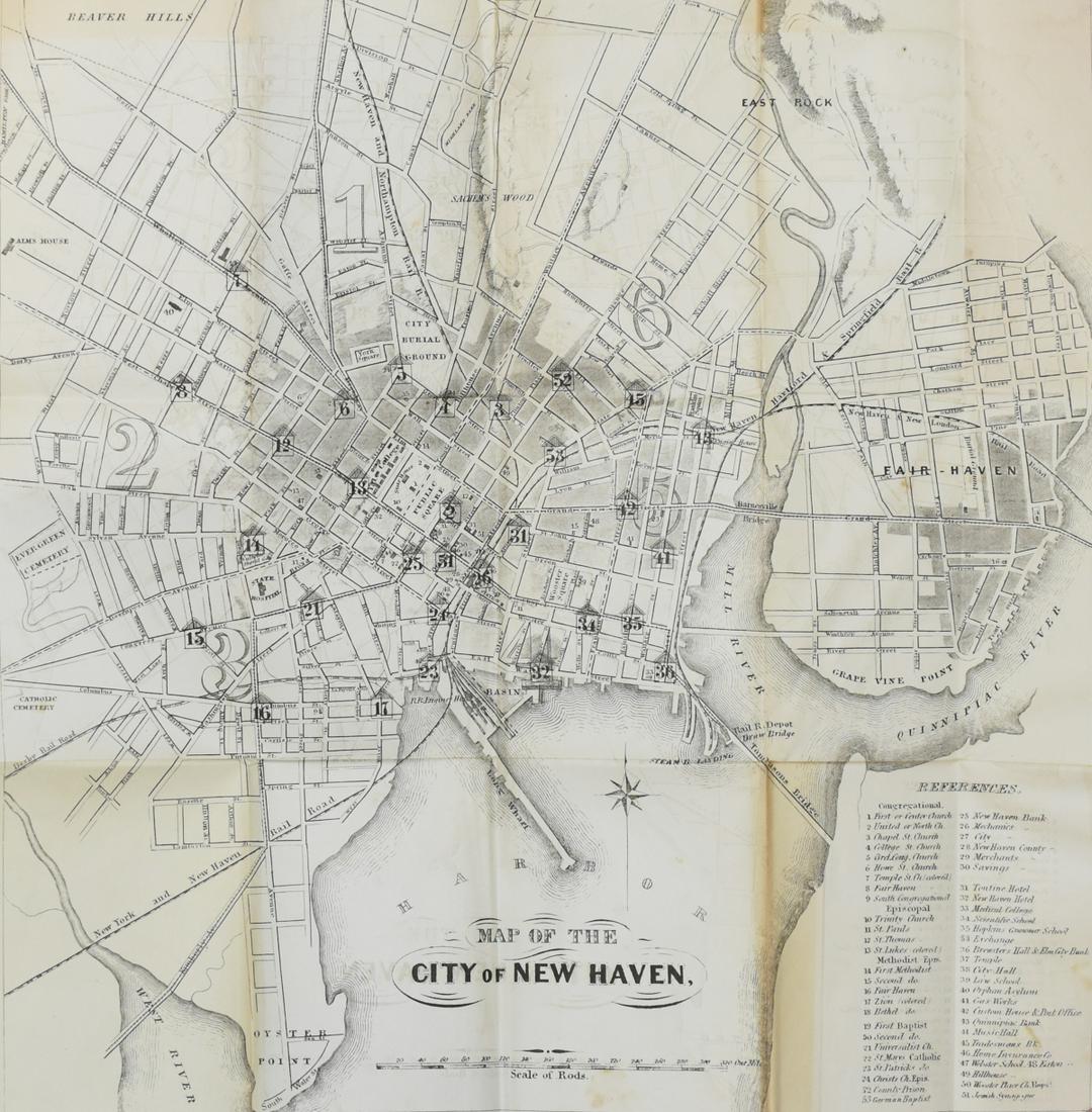 S. H. Elliot "The Attractions of New Haven Connecticut": Samuel Hayes Elliot (1809-1869), "The Attractions of New Haven, Connecticut; A Guide to the City with Map and Illustrations," New York: N. Tibbals & Co., 1869. With map of the city of New Ha