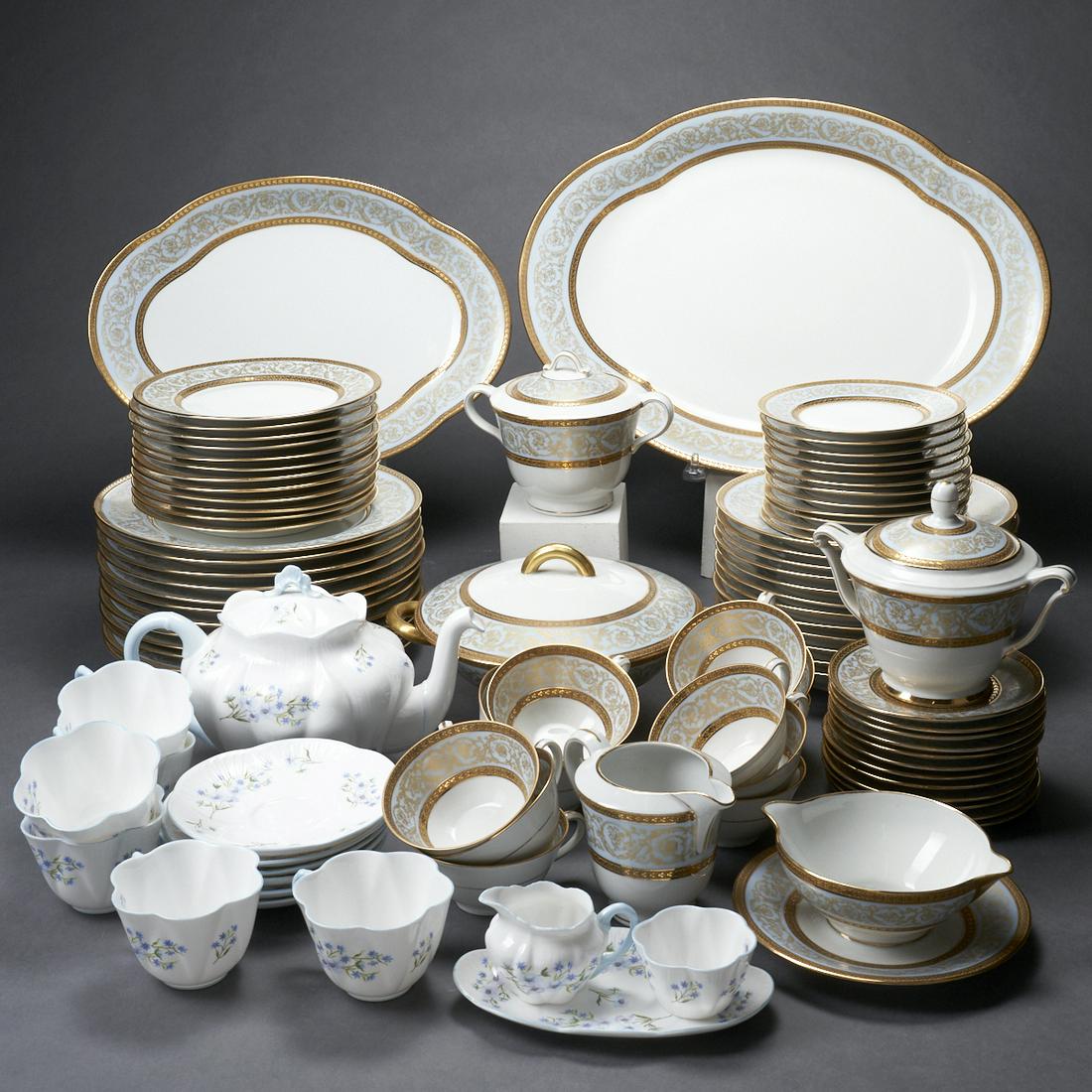 Set of Haviland Blue Edith & Shelley Blue Rock Dishes: Group of dishes from two porcelain sets, the Edith Blue dining set designed by Charles Field Haviland (American, 1832-1896) for CH Field Haviland Limoges, Limoges, France; and Blue Rock tea set by She