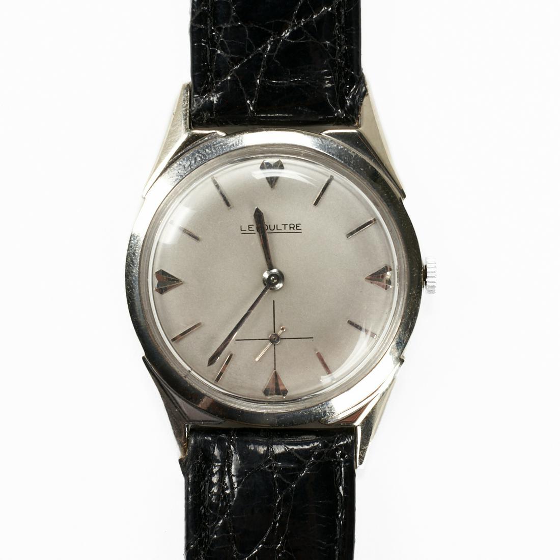 LeCoultre 32mm 14K White Gold Wrist Watch: Jaeger LeCoultre, Switzerland. 14K white gold manual wind Swiss wristwatch. Marked "14K Gold D&A" along the case back. Jaeger LeCoultre is one of the finest Swiss watch companies. They made 