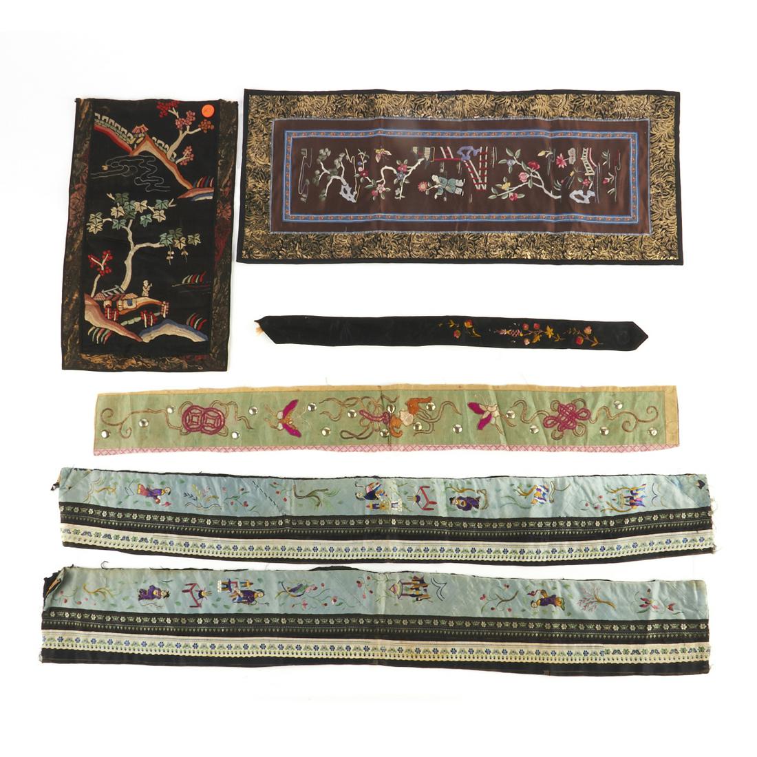 Grp: 6 Chinese Embroidered Silk Textiles (1 of 13)