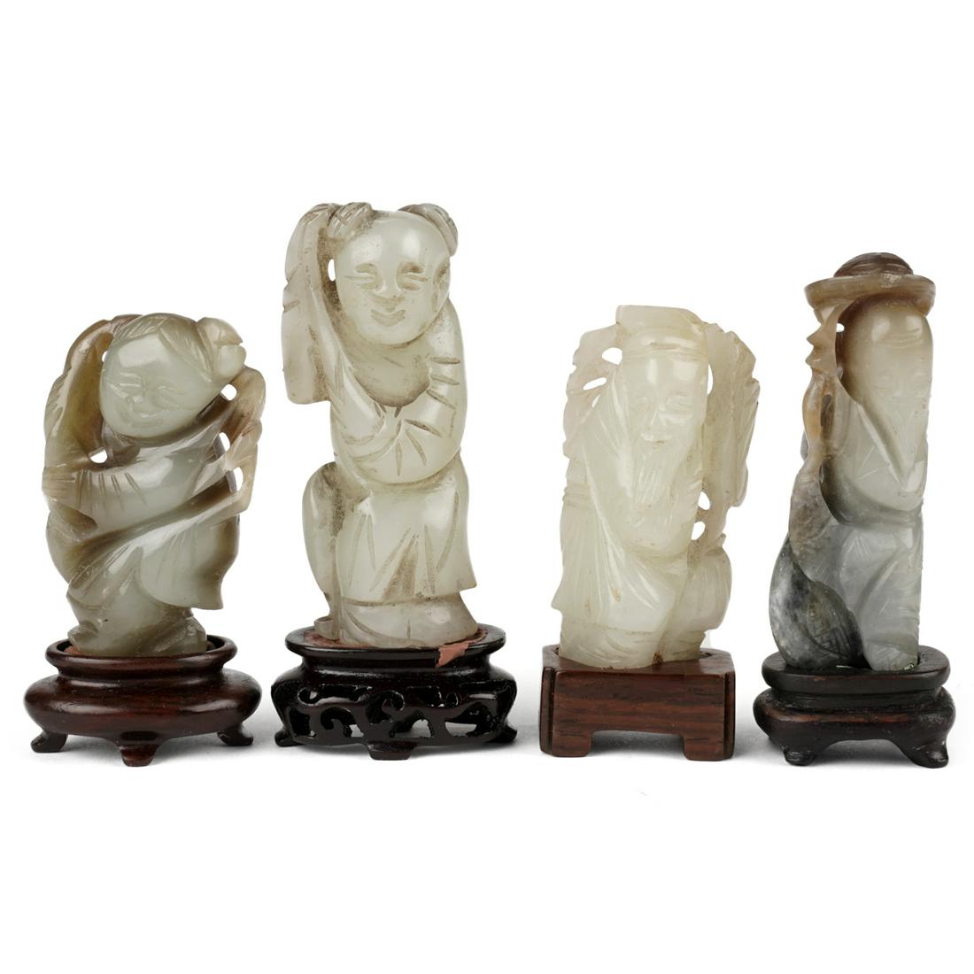 Grp: 4 Chinese Jade Figures - Boys & Immortals (1 of 6)