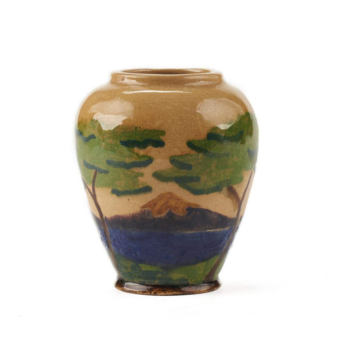 Arts & Crafts Era Landscape Decorated Pottery Vase (1 of 5)