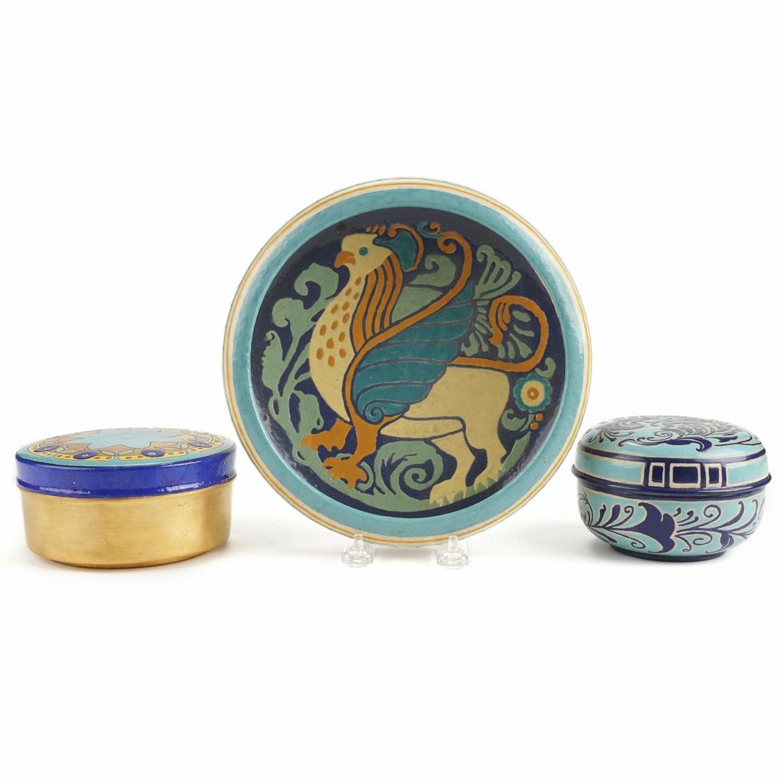 Grp: 3 American Decorated Deco Era Satsuma Pottery (1 of 8)