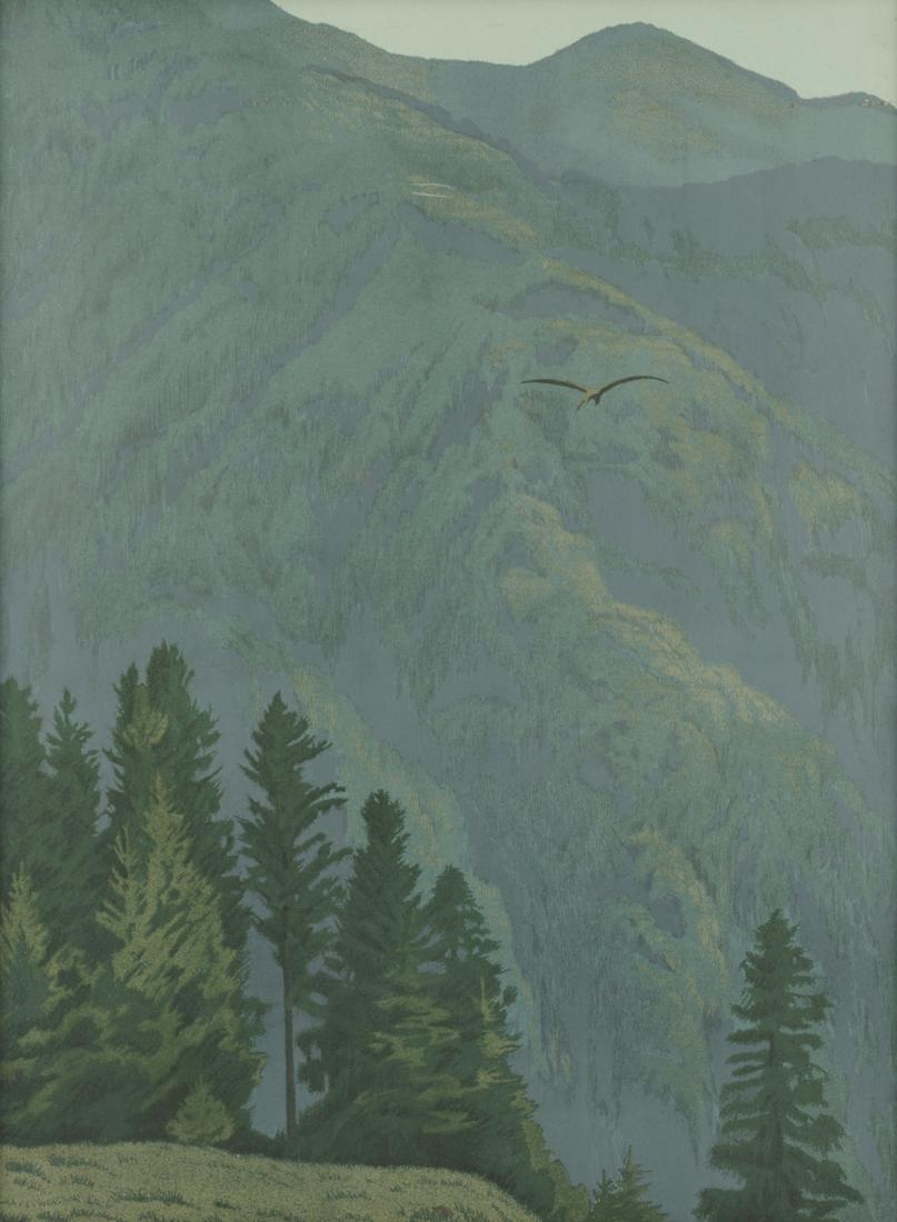 B. Welte Arts and Crafts Landscape Color Lithograph on (1 of 2)