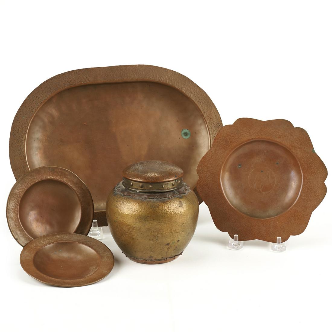 Grp: 5 Arts & Crafts Hammered Copper Wares (1 of 7)