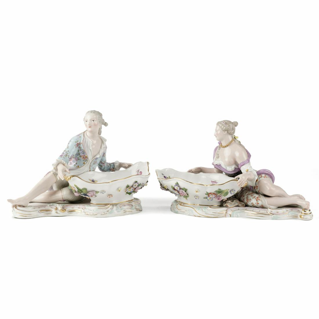 Pair of Meissen Figural Sweet Meat Dishes (1 of 10)