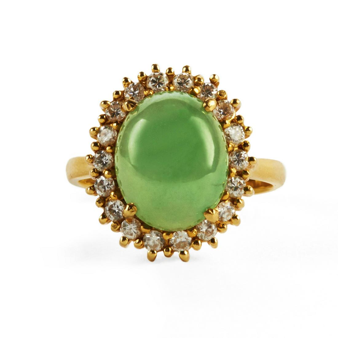 18K Gold Jade & Diamond Ring (1 of 6)