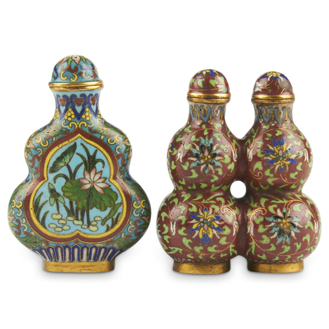 Grp: 2 Chinese Double Gourd Cloisonne Snuff Bottles (1 of 7)