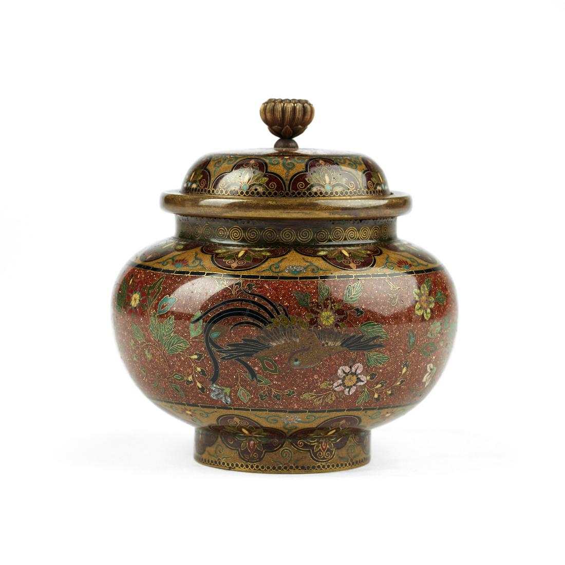 Japanese Meiji Cloisonne Enamel Small Covered Jar (1 of 7)
