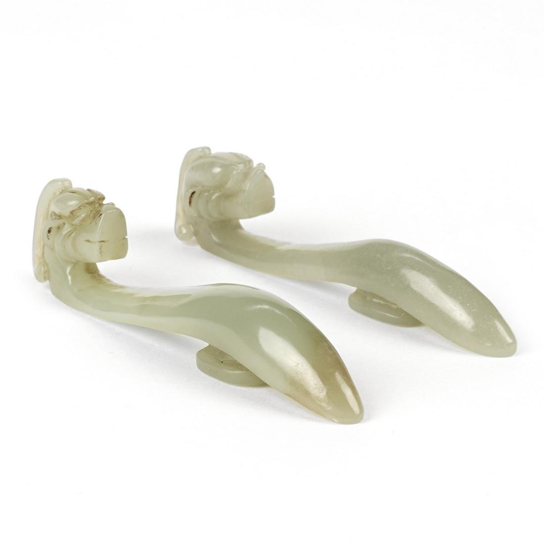 Grp: 2 20th c. Jade Carved Dragon Belt Hooks (1 of 5)
