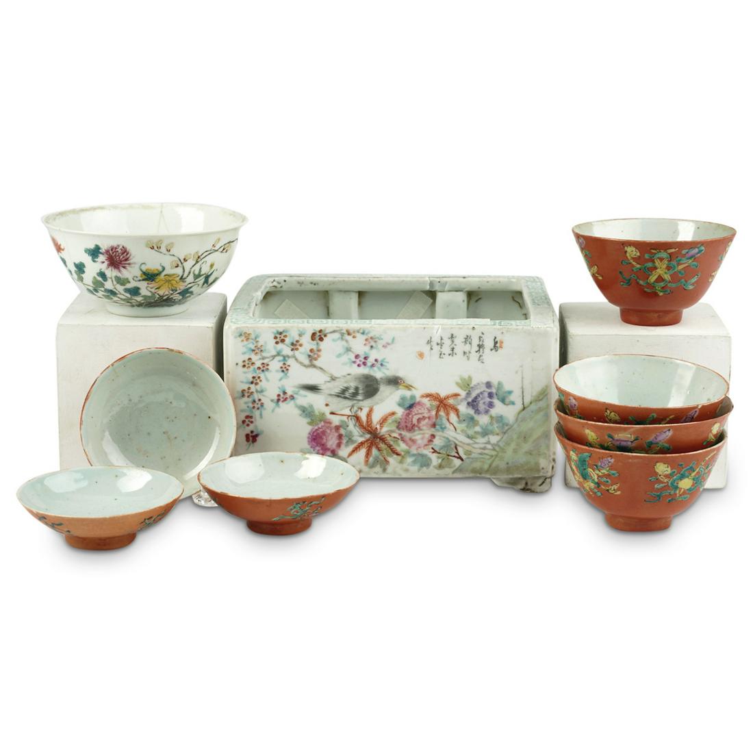 Chinese Porcelain Cups Bowl & Planter (1 of 11)