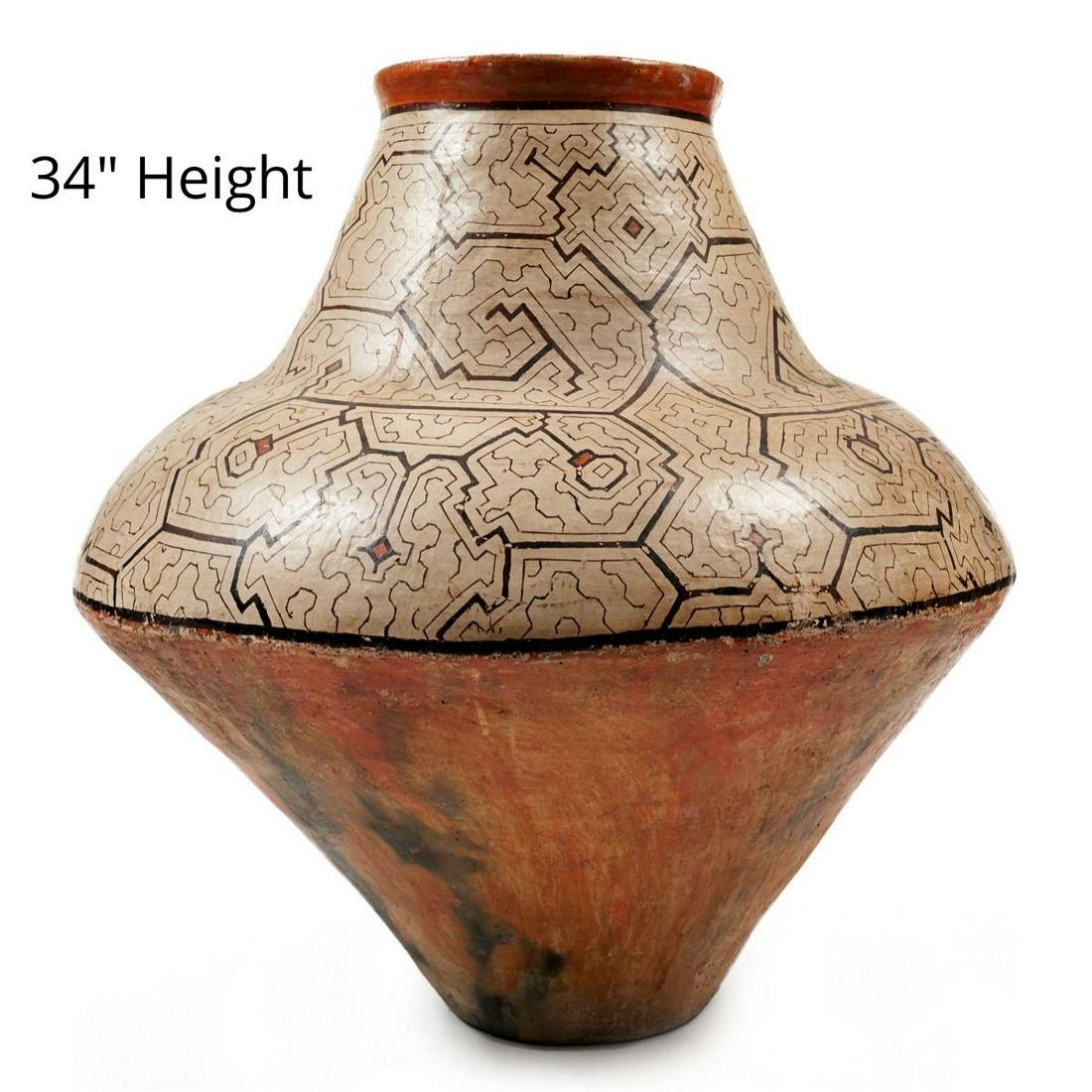 Large Shipibo Peruvian Polychrome Pot 34" Tall (1 of 6)