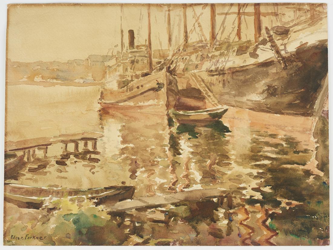 Edgar Forkner Harbor Watercolor (1 of 3)