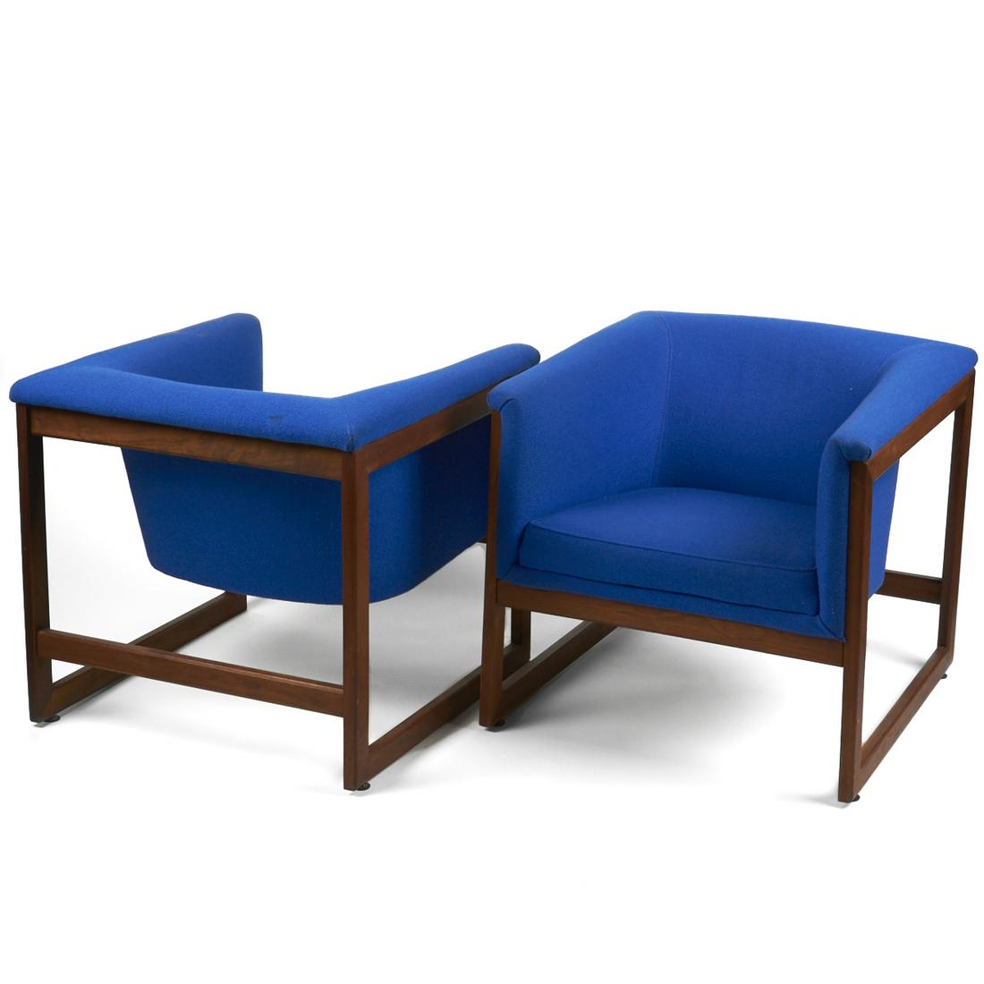 Pair of Milo Baughman Floating Cube Lounge Chairs (1 of 7)